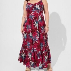 Torrid Maxi Lenny Tiered Tropical Print Maxi Dress